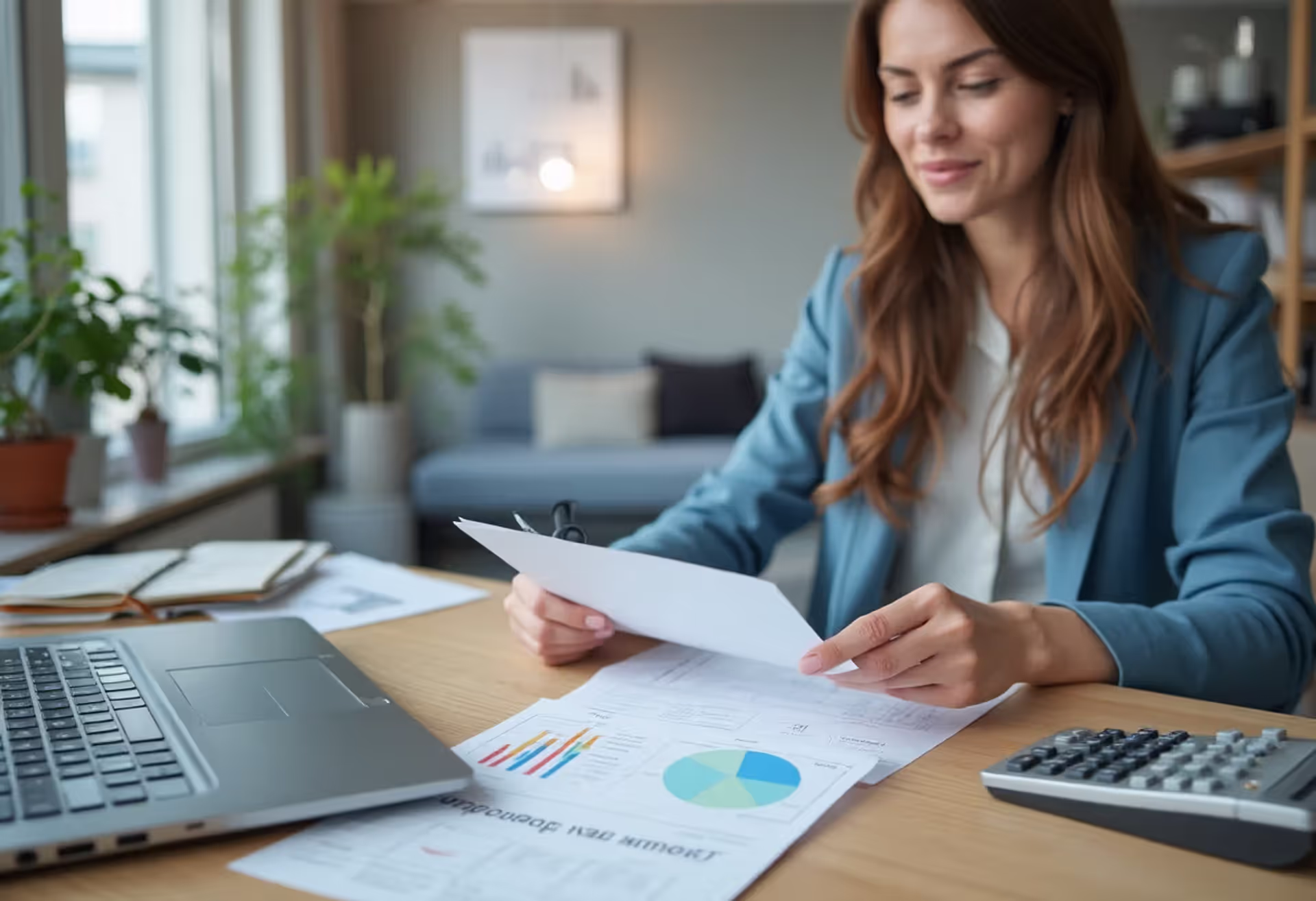 Small business owner comparing secured and unsecured loan options at an office desk