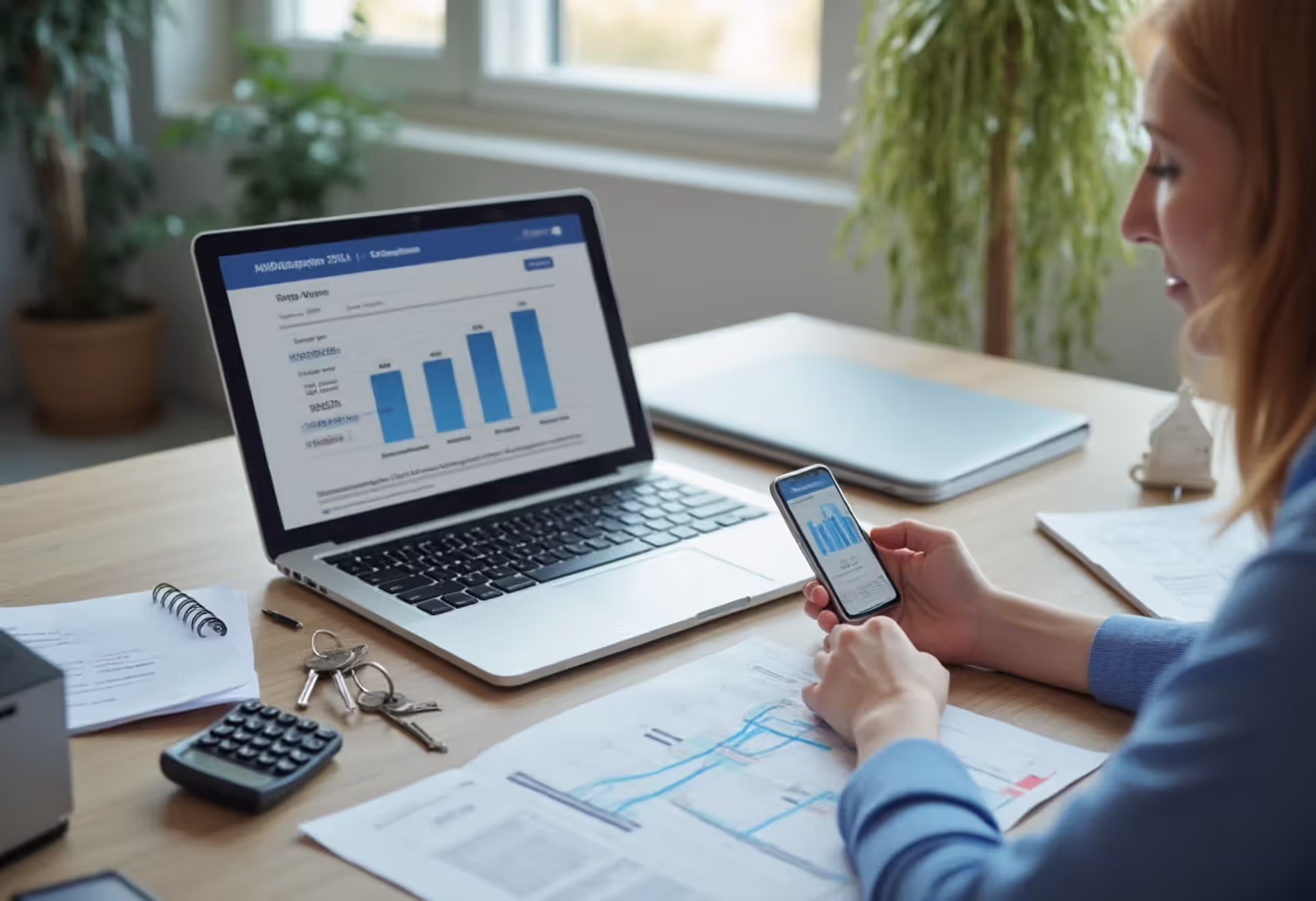 Person reviewing loan refinancing options at a desk with financial documents