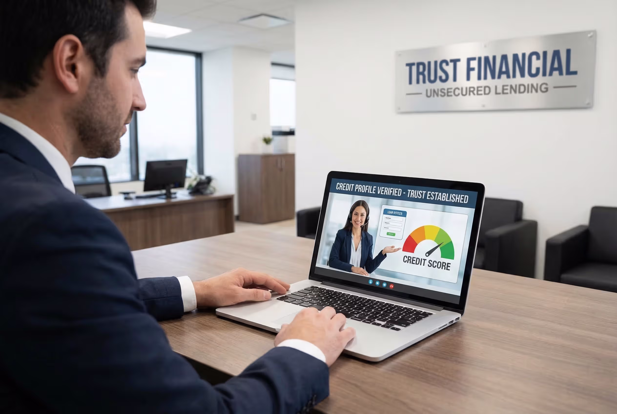 Borrower discussing an unsecured loan with a lender without offering collateral