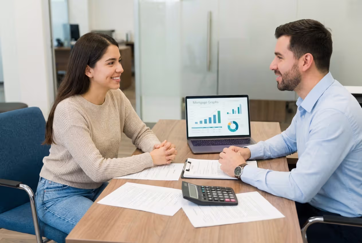 First-time homebuyer discussing mortgage options with a lender