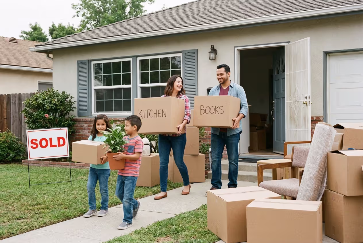 Family moving into their new primary residence