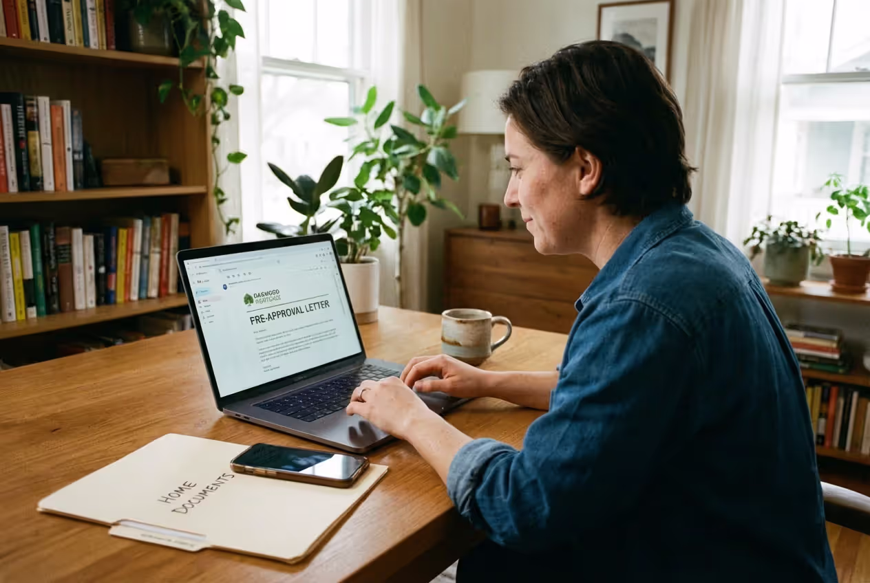 FHA loan application documents arranged on a desk