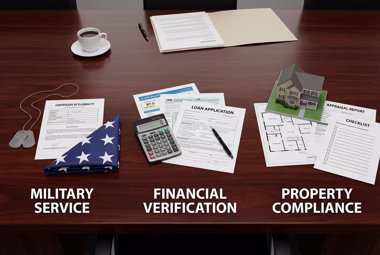 Three key VA loan qualification factors: service, finances, and property