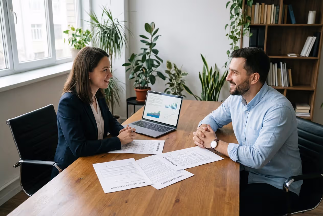 Veteran meeting with a mortgage lender about VA loan approval