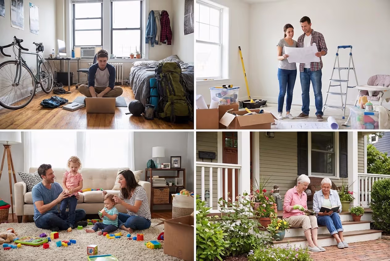 Different life stages with changing insurance needs