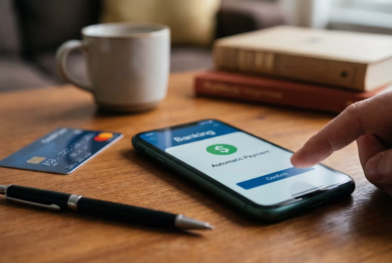 Setting up automatic insurance payments on mobile banking app