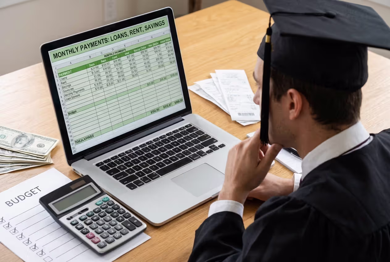 Graduate reviewing student loan repayment plan